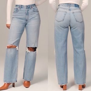 Abercrombie & Fitch The 90s Ultra High Rise Straight Leg Distressed Jeans